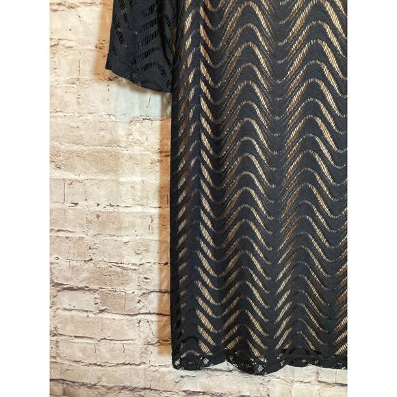 Emma & Michele Dress Womens Medium Black All Over Embroidered Lace Stretch - Picture 8 of 15